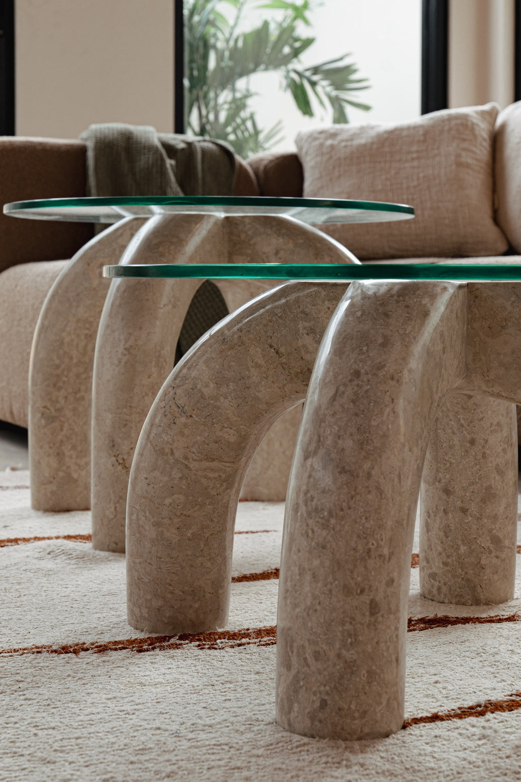 Archie Glass Table - Marble