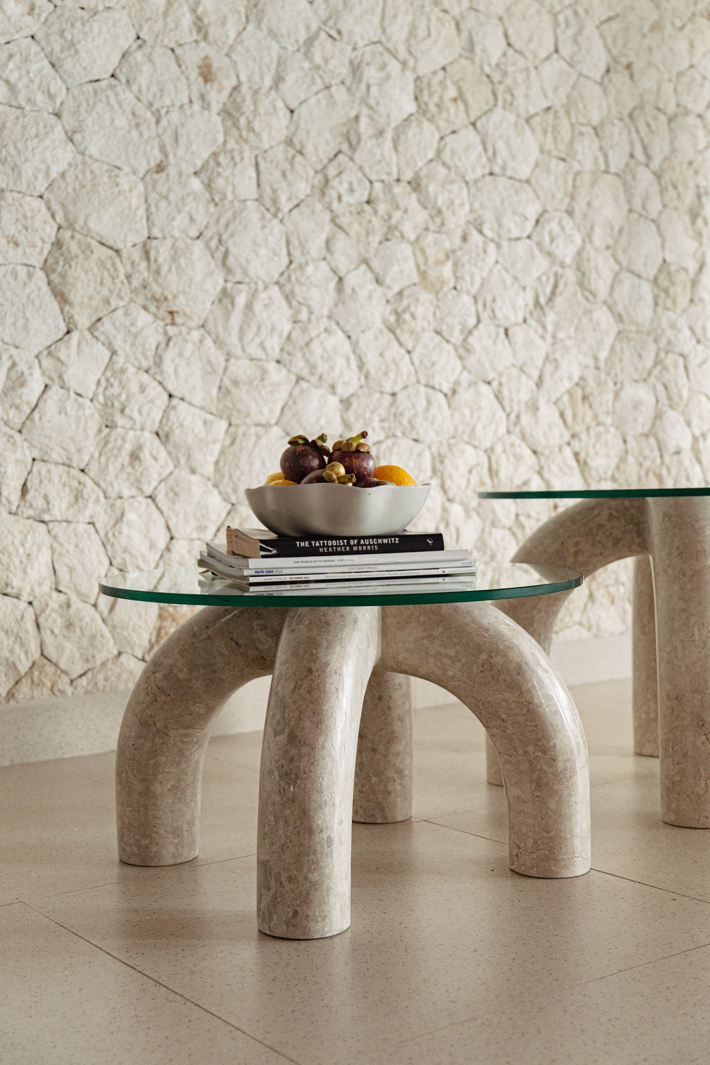 Archie Glass Table - Marble